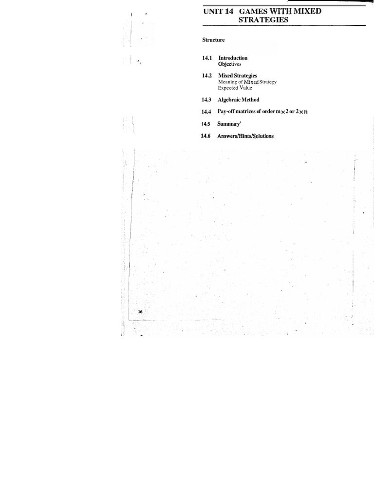 Mixed Strategies in Game Theory | PDF | Matrix (Mathematics ...
