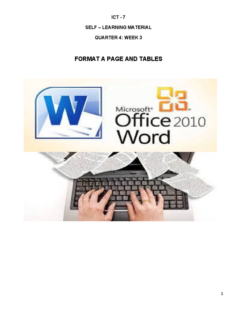Formatting Pages and Tables in ICT 8 | PDF