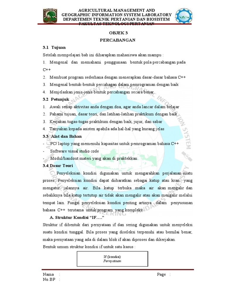 Struktur Percabangan dalam C++ | PDF