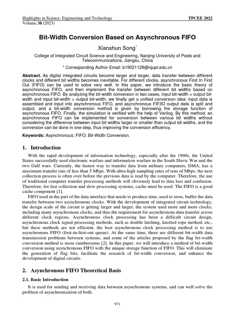 Bit-Width Conversion Based On Asynchronous FIFO | PDF