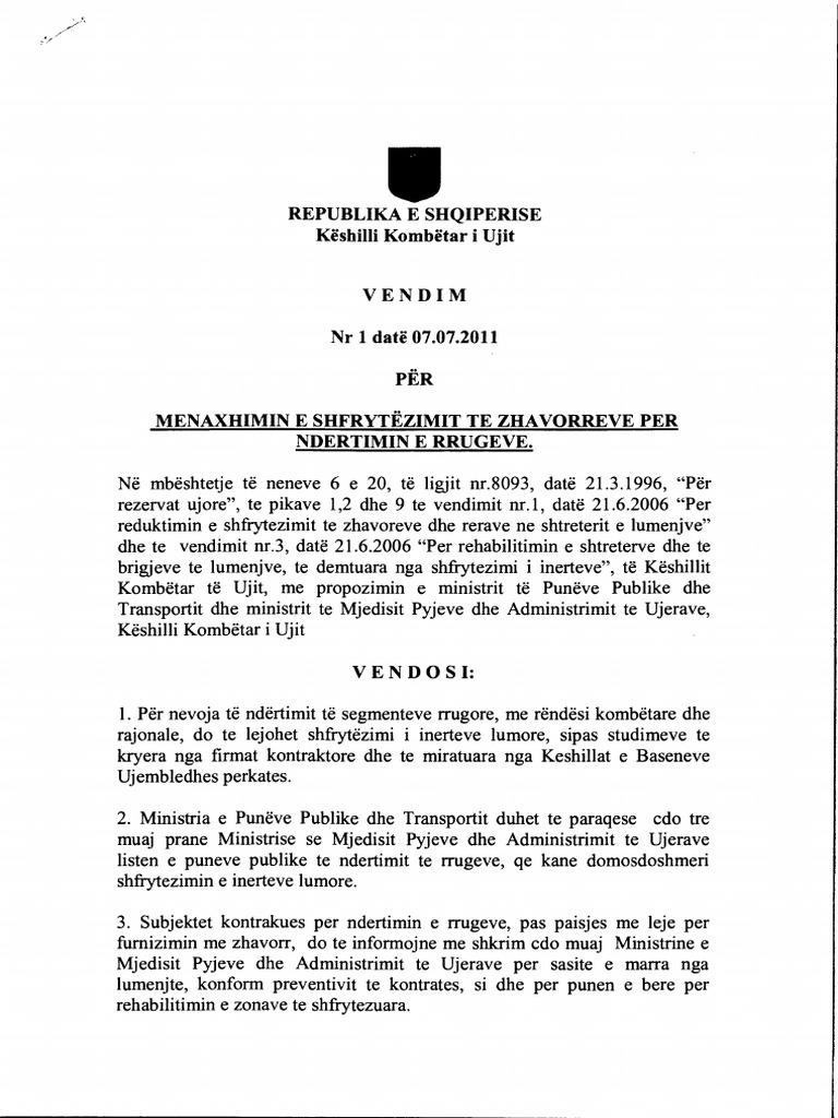Vendim-Nr - 1-07 07 2011 | PDF