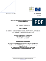 Decizia Finală A Comisiei de La Veneția Privind Legea Deoligarhizării, 13.06.2023