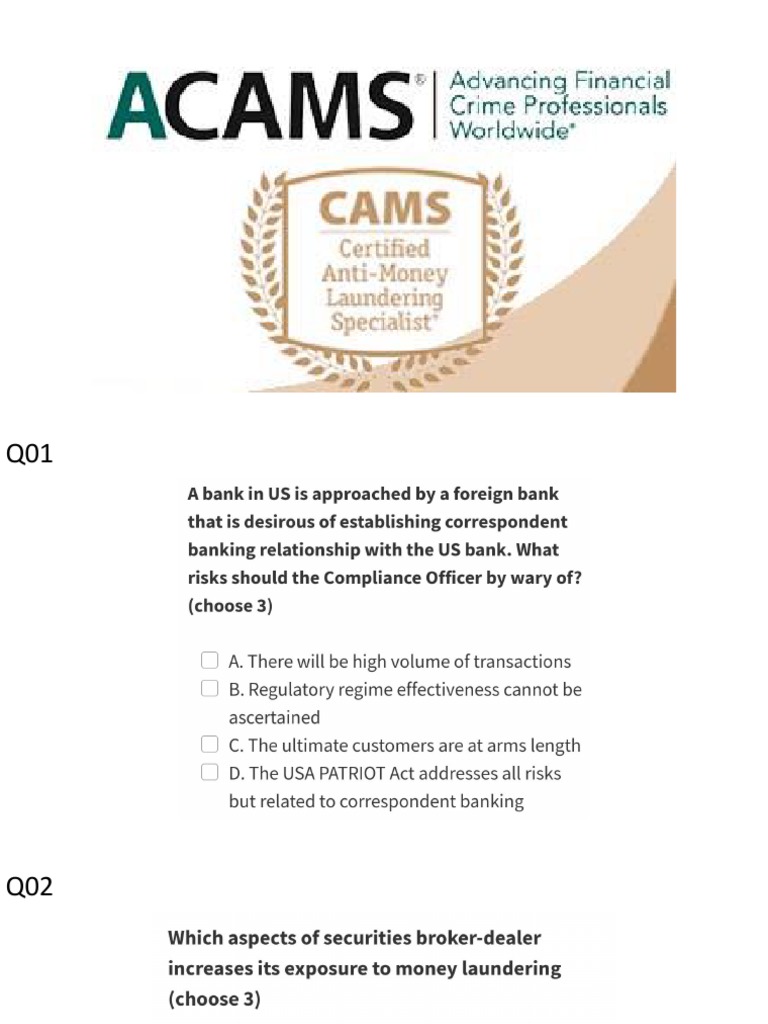 CAMS Sample Questions PDF