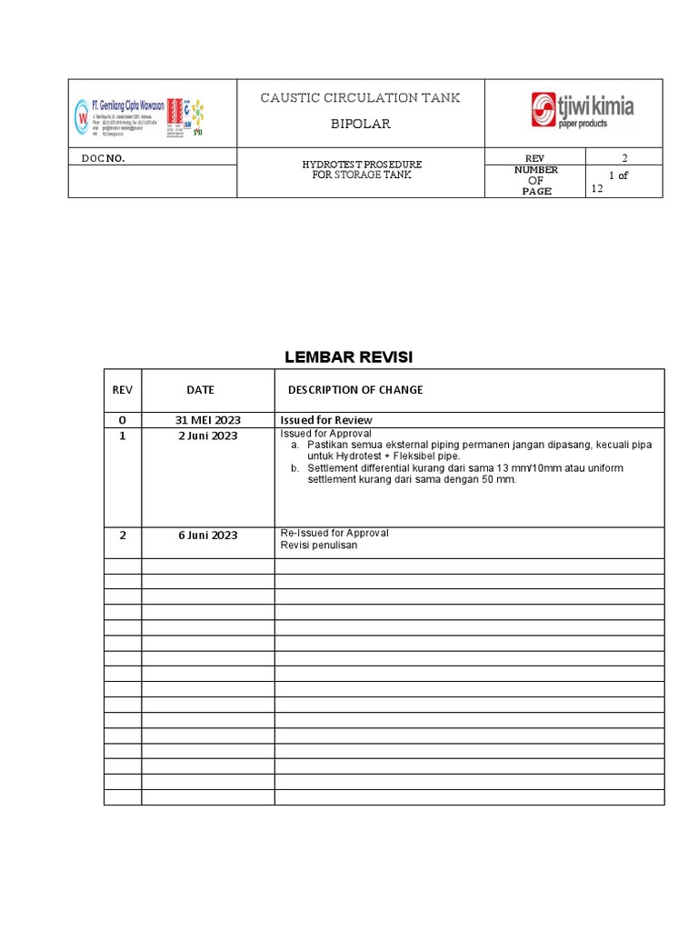 Hydro Test Tangki Pdf