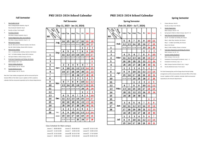 PKU Academic Calendar 2023-2024 | PDF | Academic Term | Schools