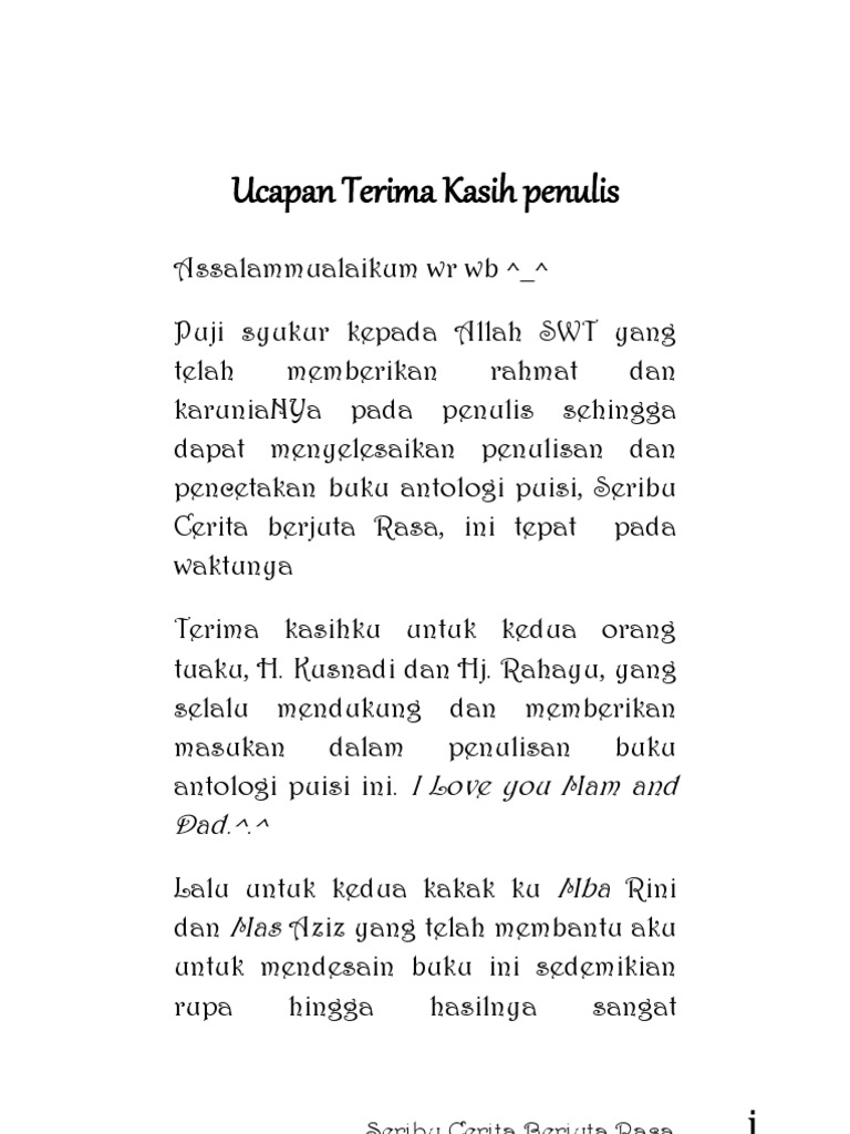 Ucapan Terima Kasih Penulis Daftar Isi