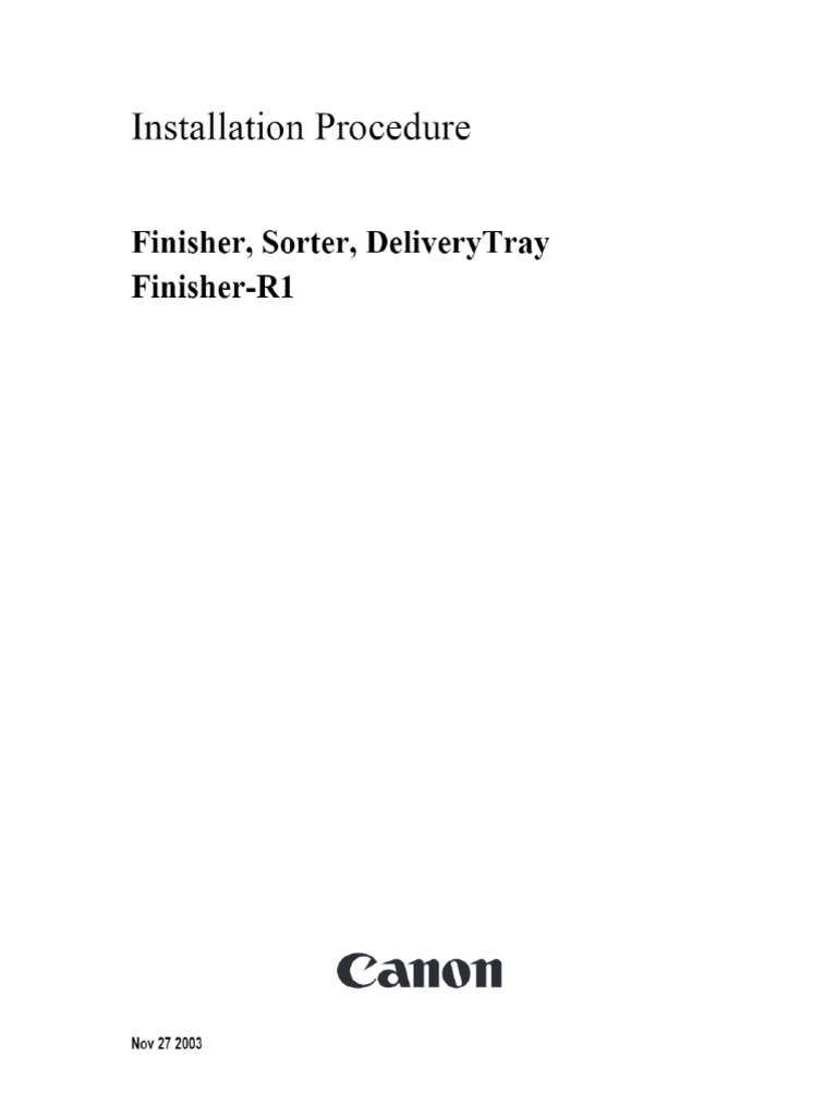Canon FinisherR1 Installation Procedure Manualzz PDF
