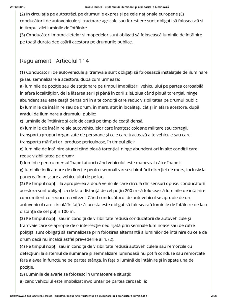 Codul Rutier - Sistemul de Iluminare Și Semnalizare Luminoasă | PDF