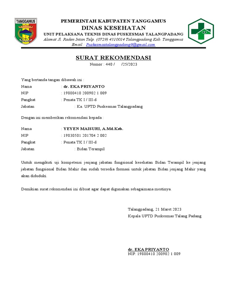 Surat Rekomendasi | PDF