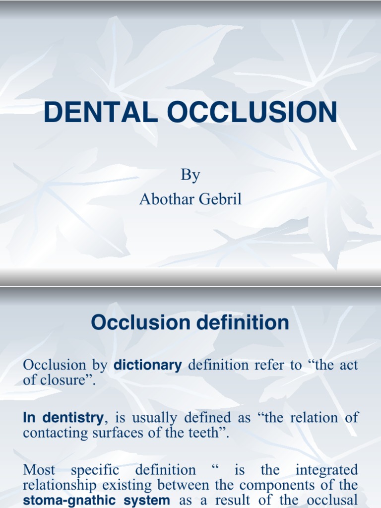 Dental Occlusion PDF
