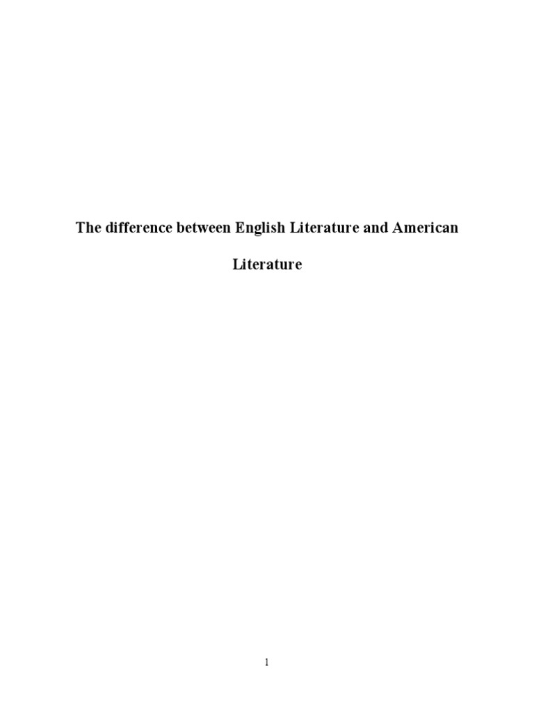 What Is The Difference Between English Literature and American Literature Download Free PDF