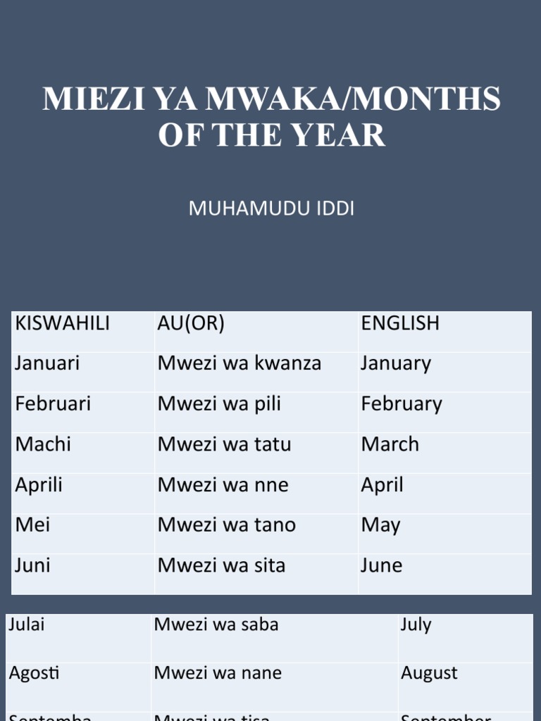 Miezi Ya Mwaka | PDF