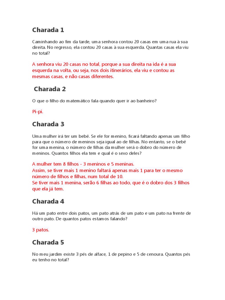 Charada Matemática | PDF