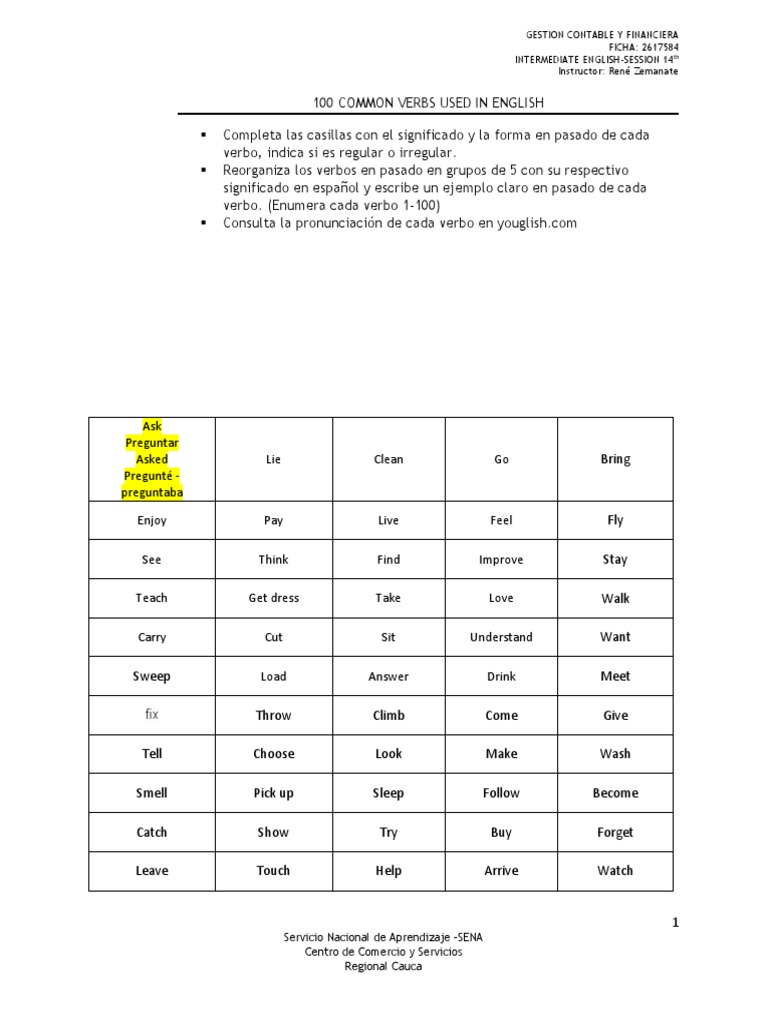 100-common-verbs-used-in-english-gestion-financiera-sabados-pdf