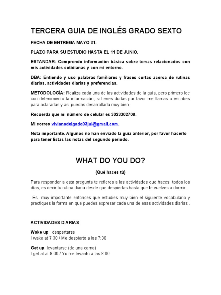 Guía de Inglés para Sexto Grado | PDF | Crecimiento personal y profesional
