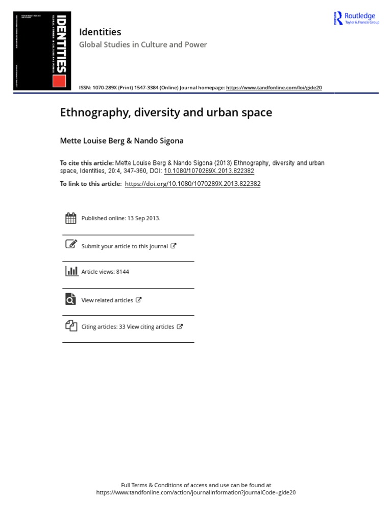 Ethnography and Urban Diversity Insights | PDF | Multiculturalism ...