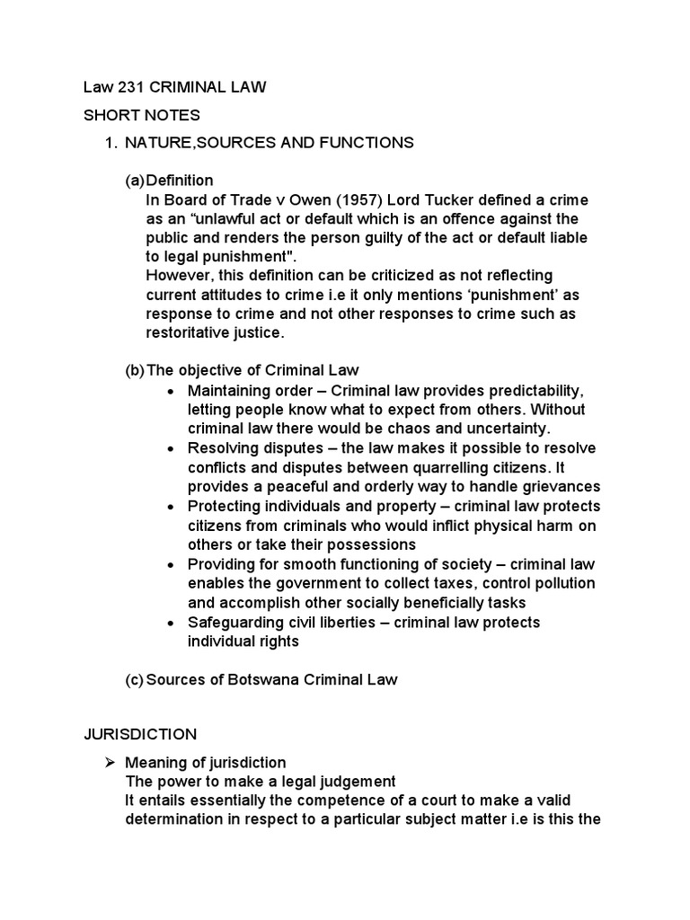 Criminal Law Short Notes PDF