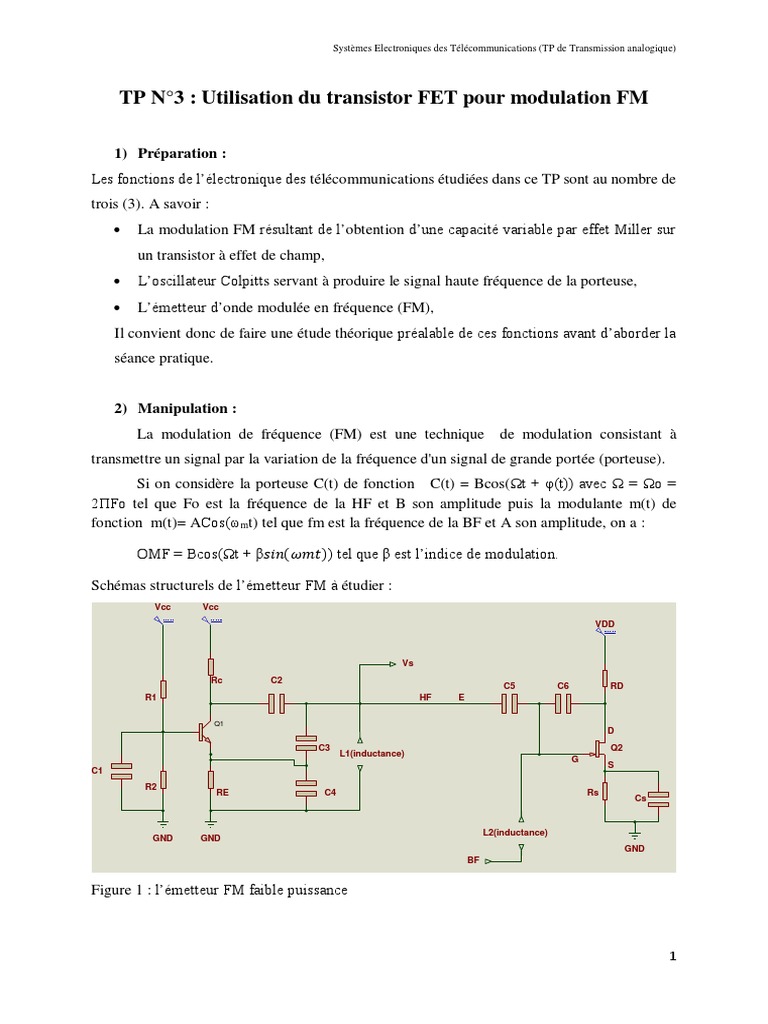 TP Modulation FM avec Transistor FET | PDF | Modulation de fréquence ...