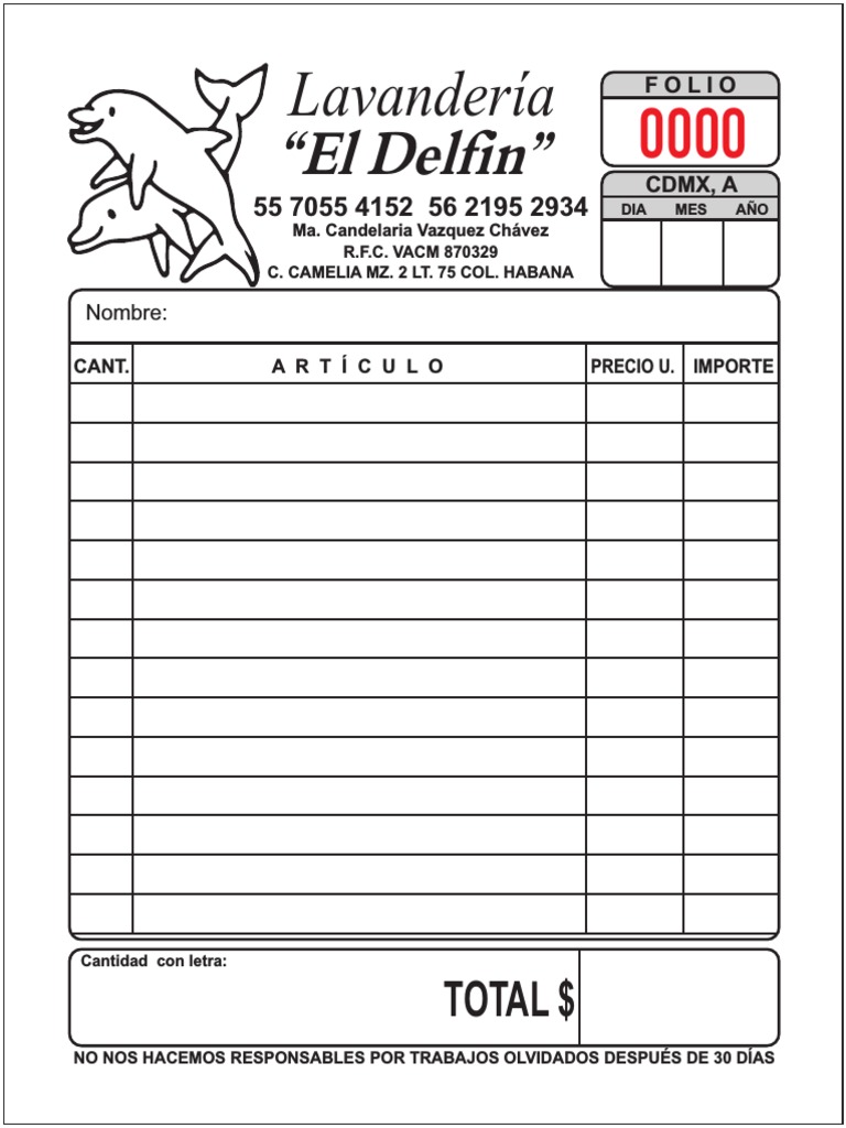 Modelo De Talonario De Recibo