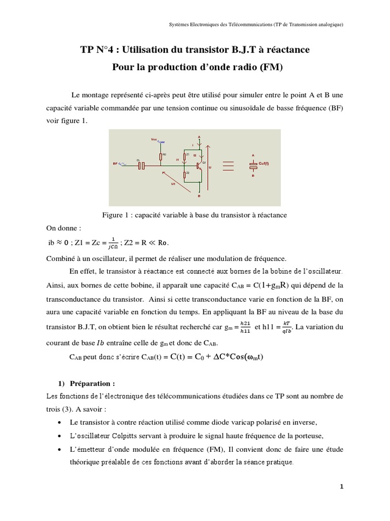 TP Transistor B.J.T et Modulation FM | PDF | Modulation de fréquence ...