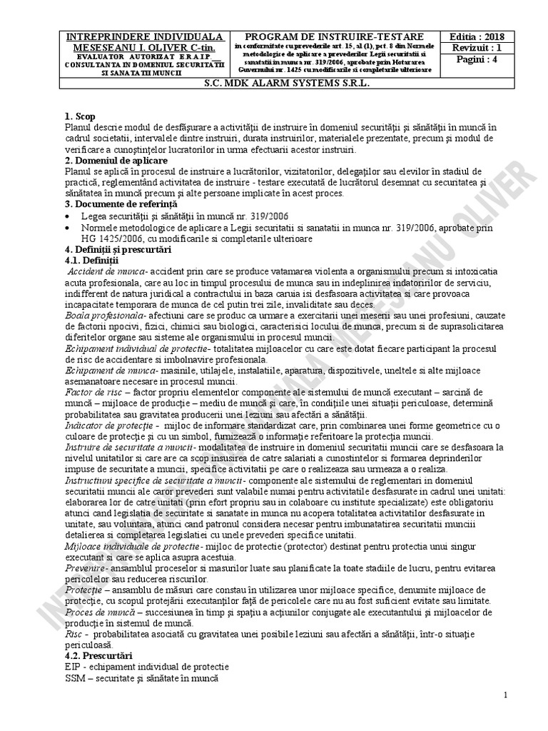 Program Instruire - Testare NOU 2018 | PDF