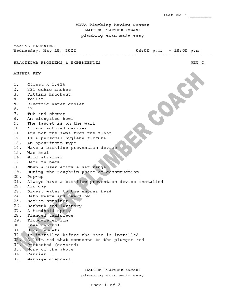 set-c-practical-problems-refresher-answer-key-pdf-plumbing-shower