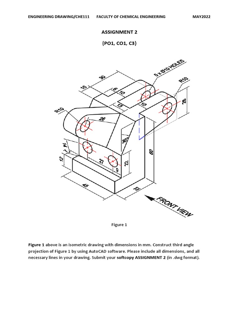 AutoCAD Engineering Drawing Assignment | PDF | Teaching Methods & Materials