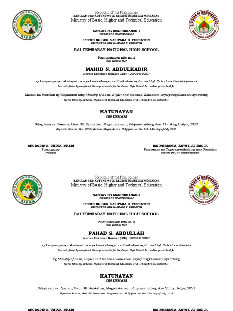 2022 Diploma | PDF | Mindanao | Philippines