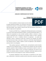 Análise e Comparação Dos Textos Weber e A Sociologia Das Organizações e Organizações, Valores e Princípios.