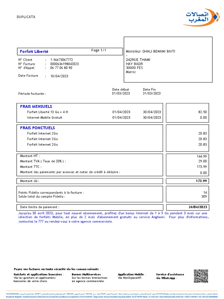 Facture Tel Domicile | PDF