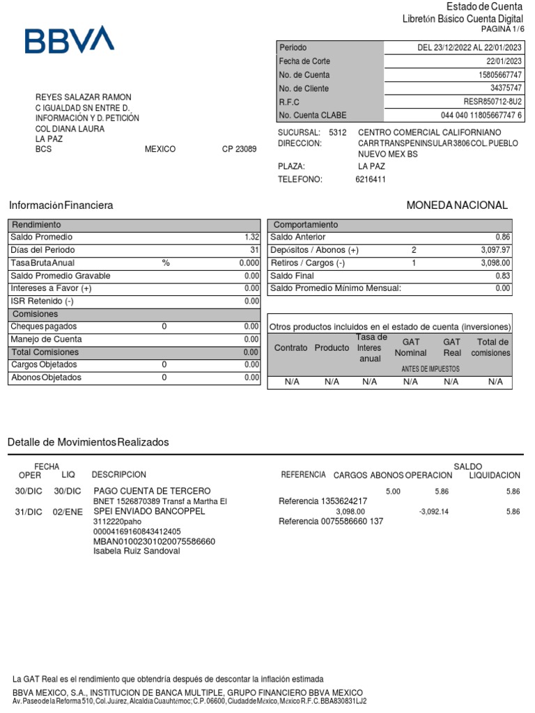 Estado de Cuenta Enero PDF Bancos México
