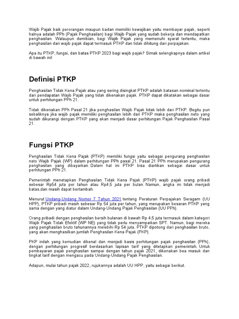 PTKP Pajak 2023 | PDF