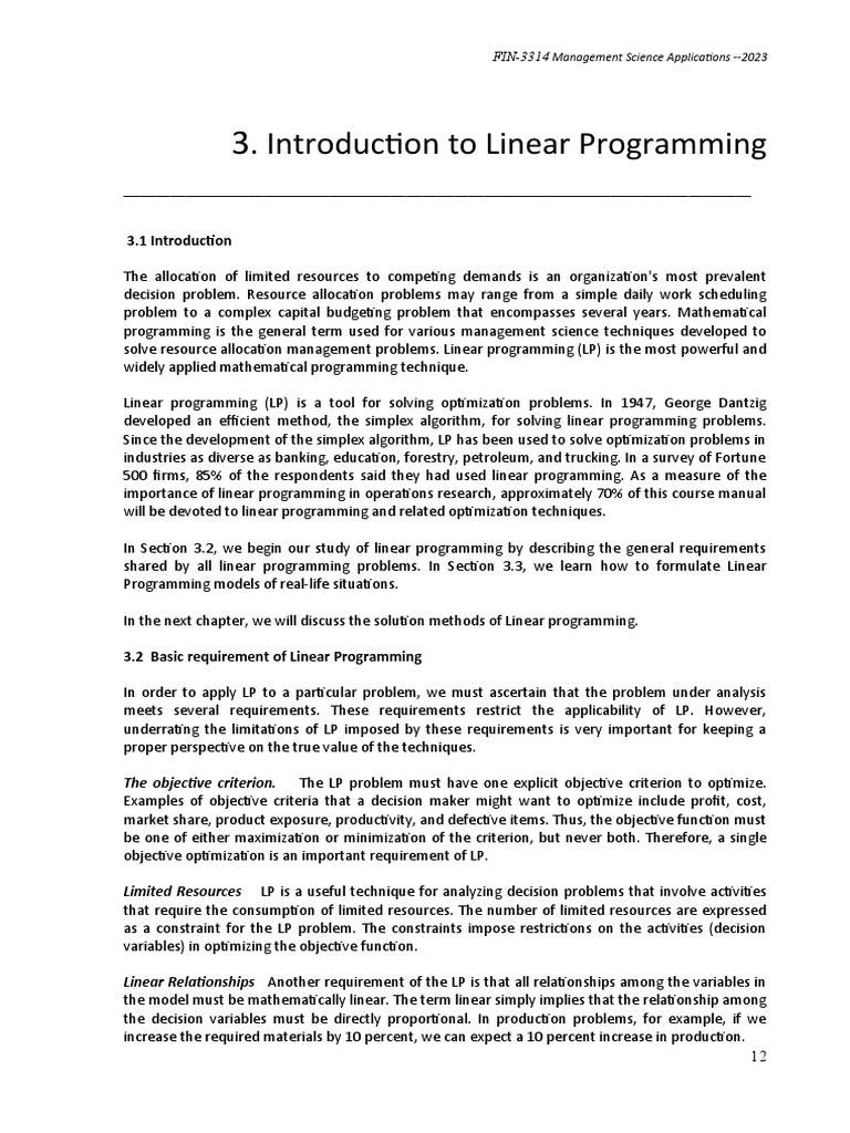 Chapter 03 Introductiin To LP Models | PDF | Mathematical Optimization ...
