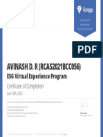 AVINASH D. R (RCAS2021BCC056) : ESG Virtual Experience Program