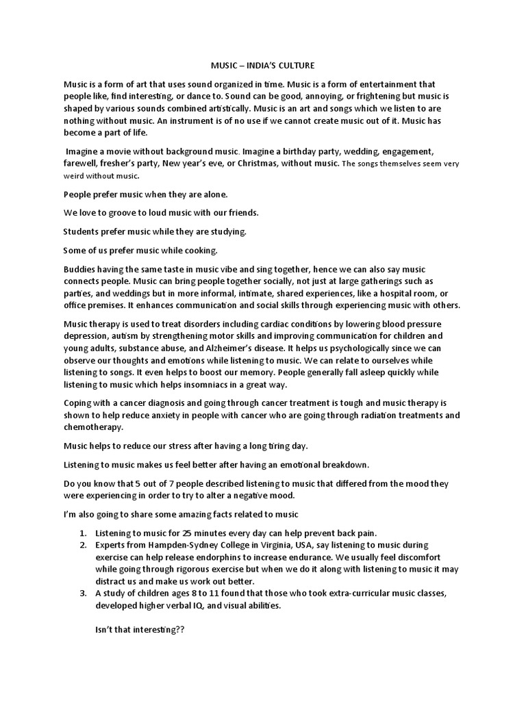 Music India's Culture PDF Cancer Pain