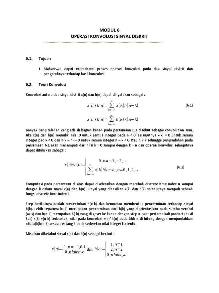 Modul 6 Operasi Konvolusi Sinyal Diskrit | PDF