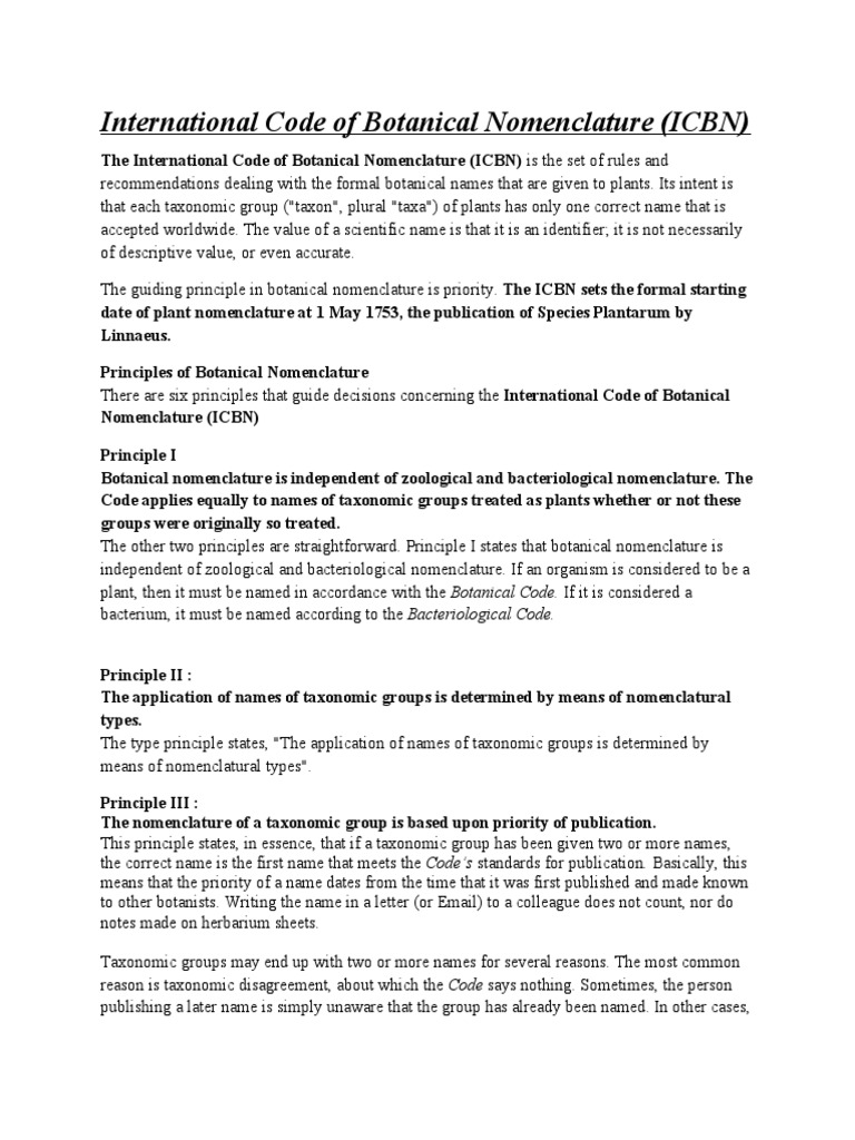 International Code of Nomenclature | PDF | Botanical Nomenclature | Taxon