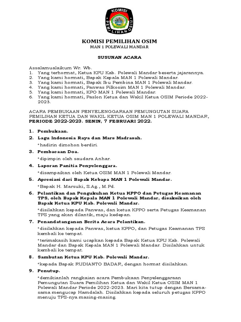 Susunan acara pembukaan pdf