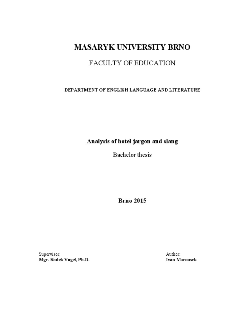 Analysis Of Hotel Jargon And Slang Pdf Jargon Slang