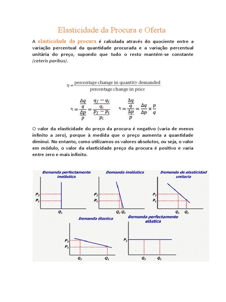 Elasticidade Da Procura e Oferta | PDF | Demanda | Elasticidade (economia)