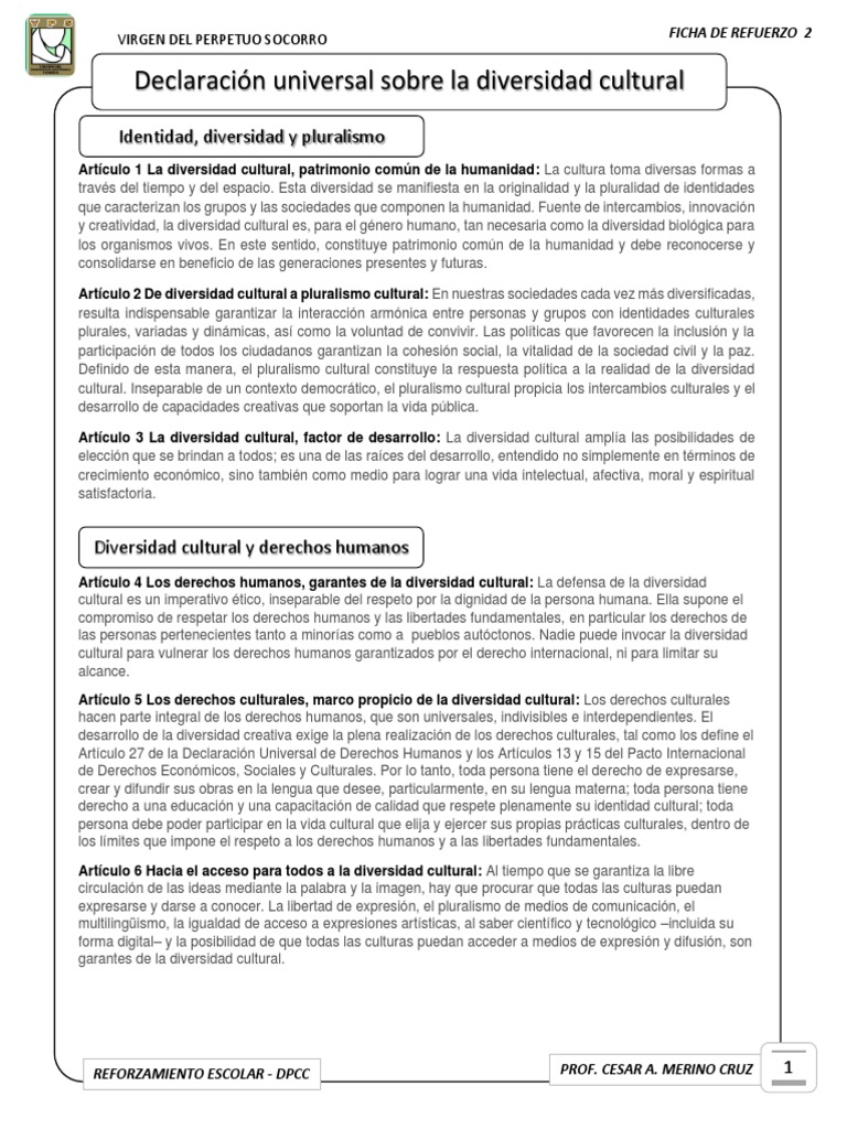 Diversidad Cultural y Derechos Humanos | PDF | Derechos humanos | Derechos