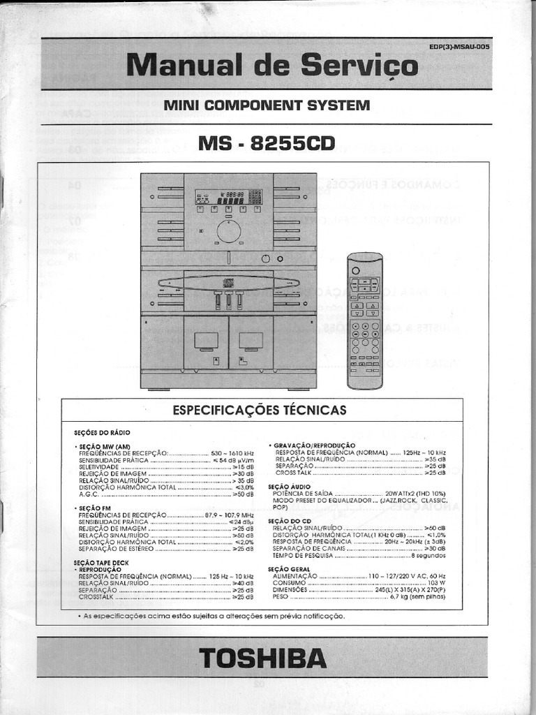 Toshiba Ms-8255-CD Mini Component System SM | PDF