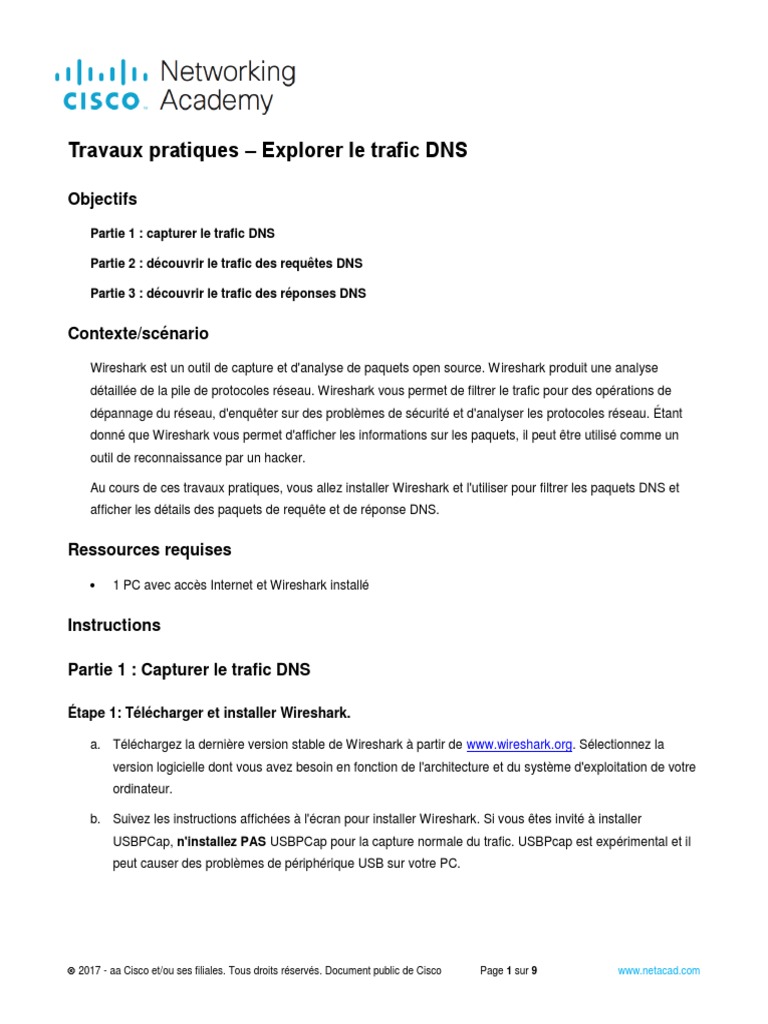 17.1.7 Lab Exploring Dns Traffic FR FR PDF