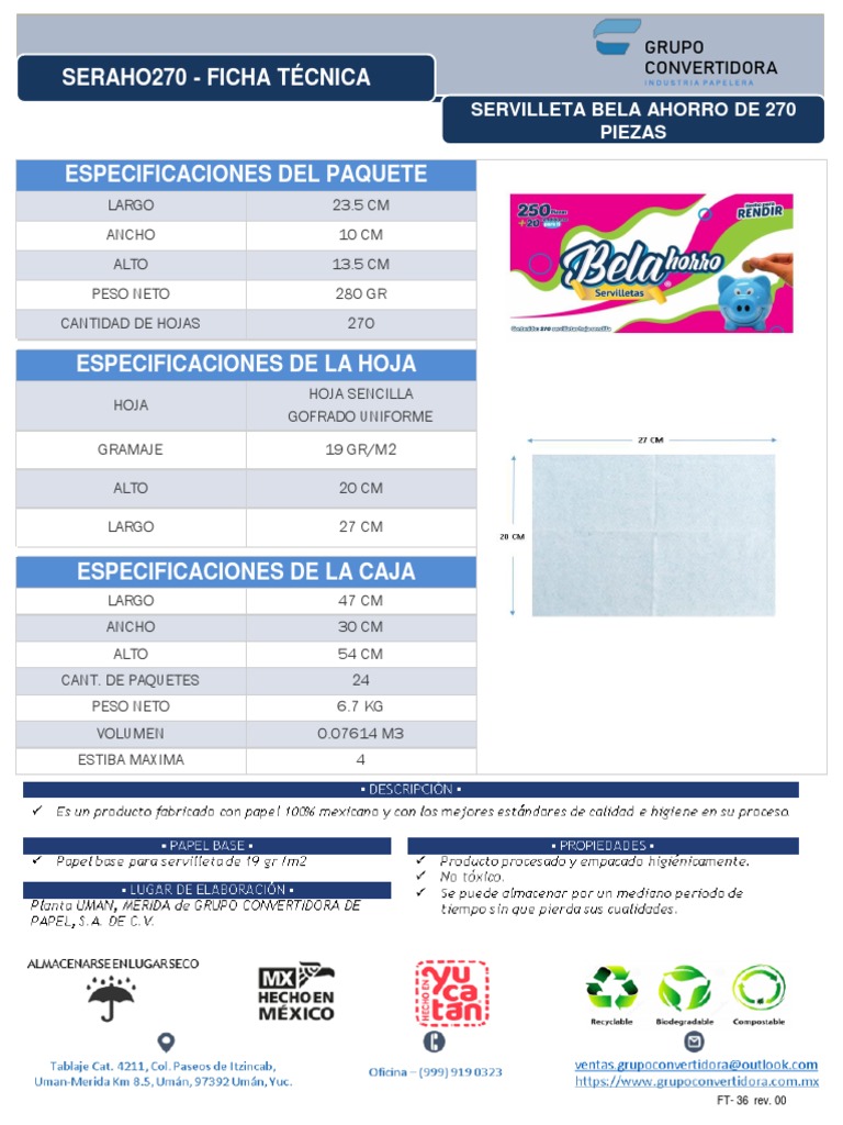 Ficha Tecnica Servilleta | PDF