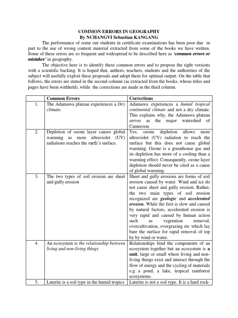 Common_errors_in_geography-2[1] | PDF | Water | Fog