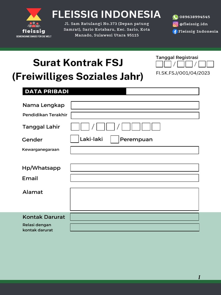 Kontrak Program FSJ Fleissig Jakarta | PDF