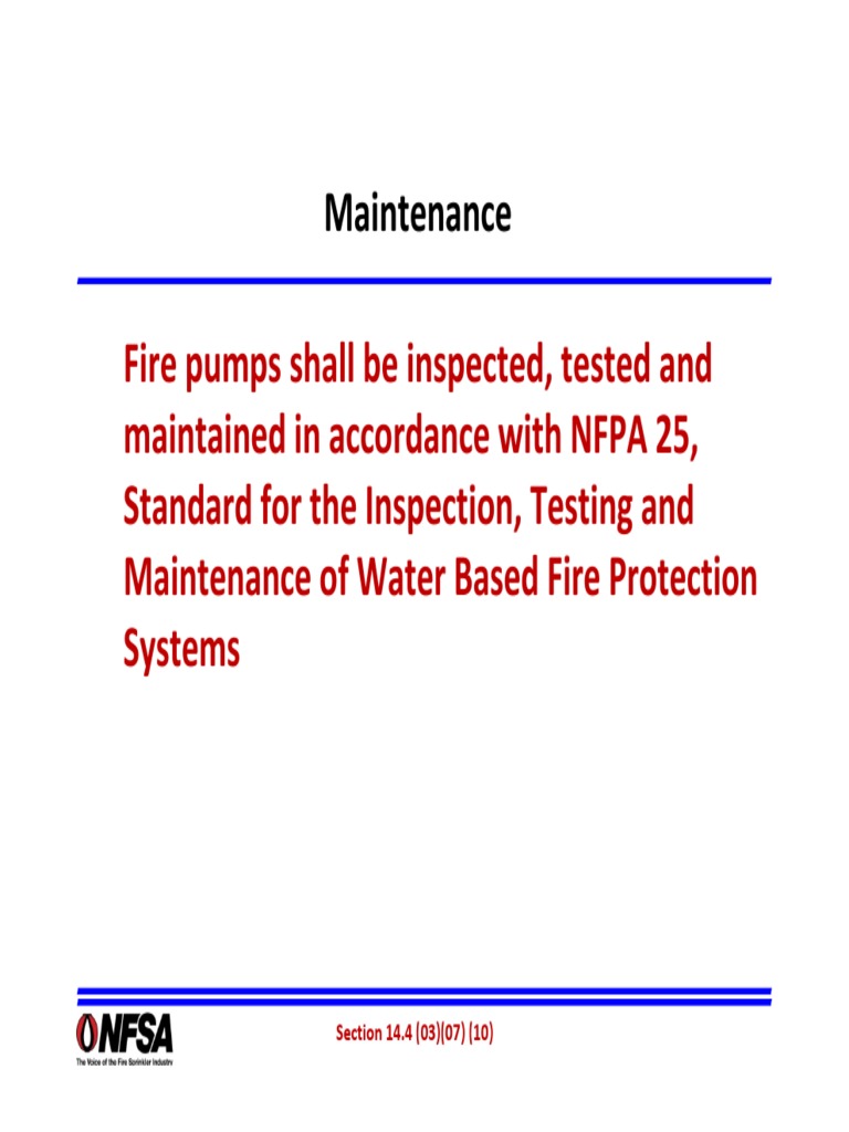 NFPA 25 Fire Pump Maintenance Guide | PDF | Pump | Fire Sprinkler System