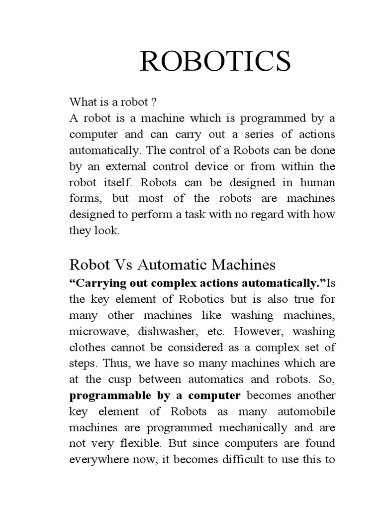 Understanding Robotics and Its Applications | PDF