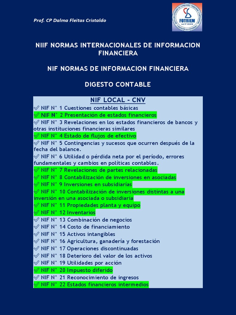 Normas NIIF y NIC Vigentes 2022 | PDF | normas internacionales de ...