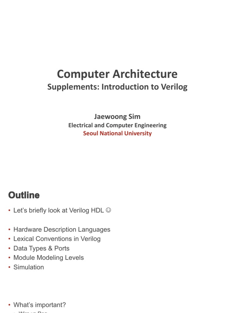 S1 Introduction To Verilog | PDF | Hardware Description Language ...